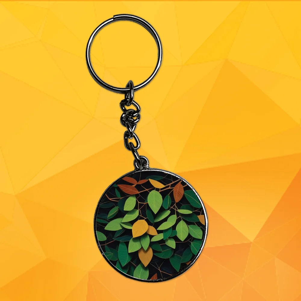 Leaves - Keychain With Silver Border (Pack Of 2)
