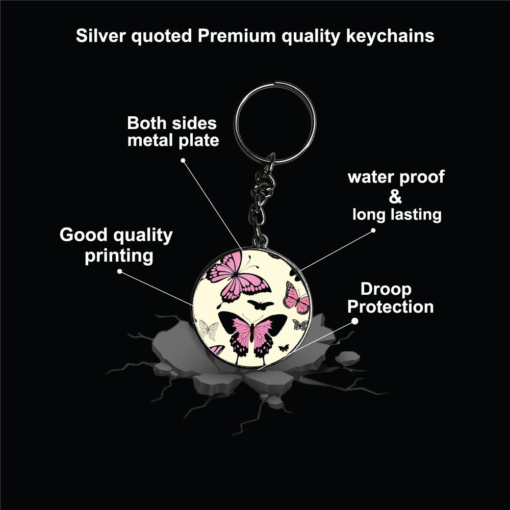 Butterfly - A Combo Of 4 Silver Border Keychains Infographic