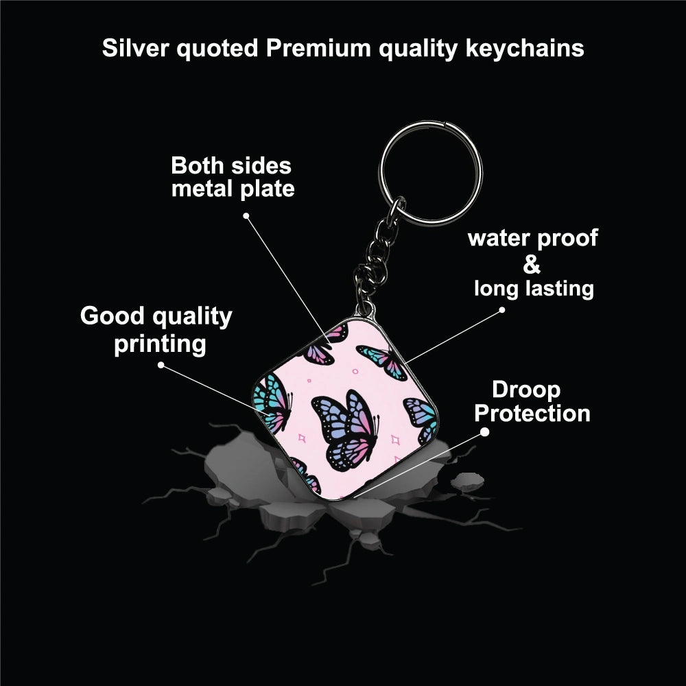 Butterfly - A Combo Of 4 Silver Border Keychains Infographic