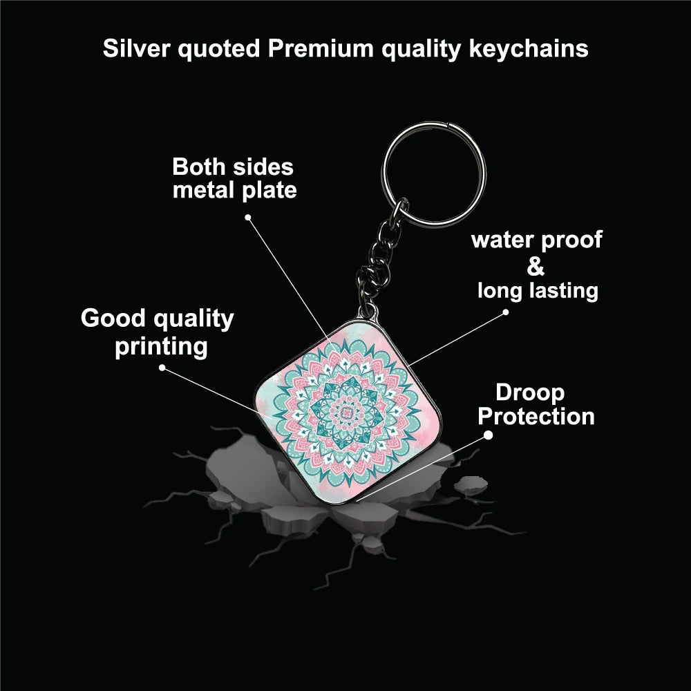 Mandala - A Combo Of 4 Silver Border Keychains Infographic