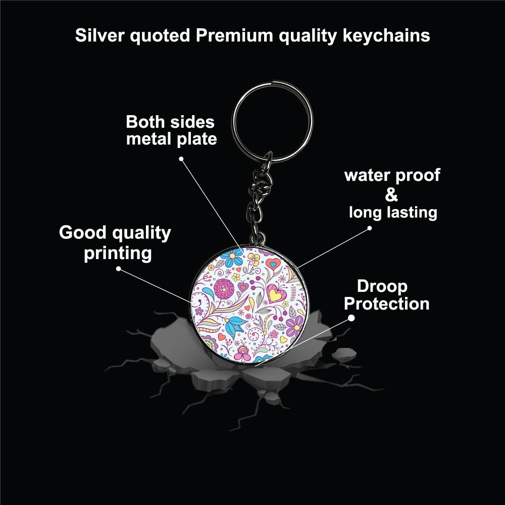 Floral - A Combo Of 4 Silver Border Keychains Infographic