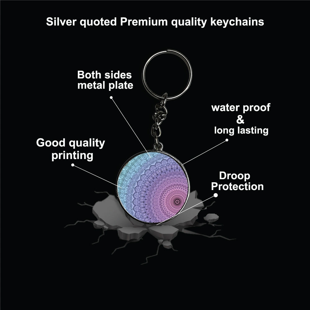 Mandala - A Combo Of 4 Silver Border Keychains Infographic
