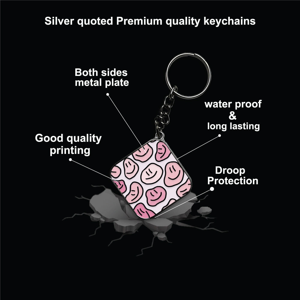 Mix Designs - A Combo Of 4 Silver Border Keychains Infographic