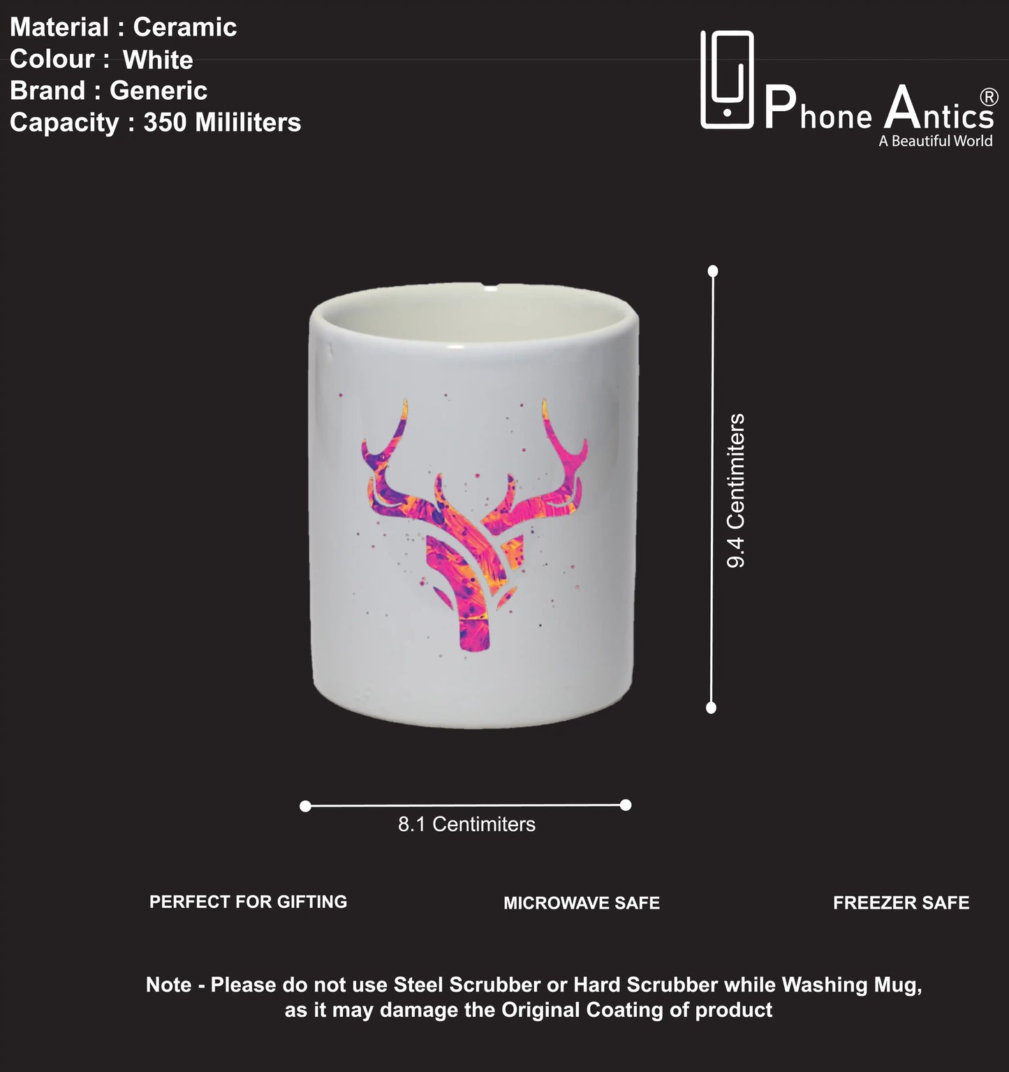 Neon Deer Antler - Mug Infographic