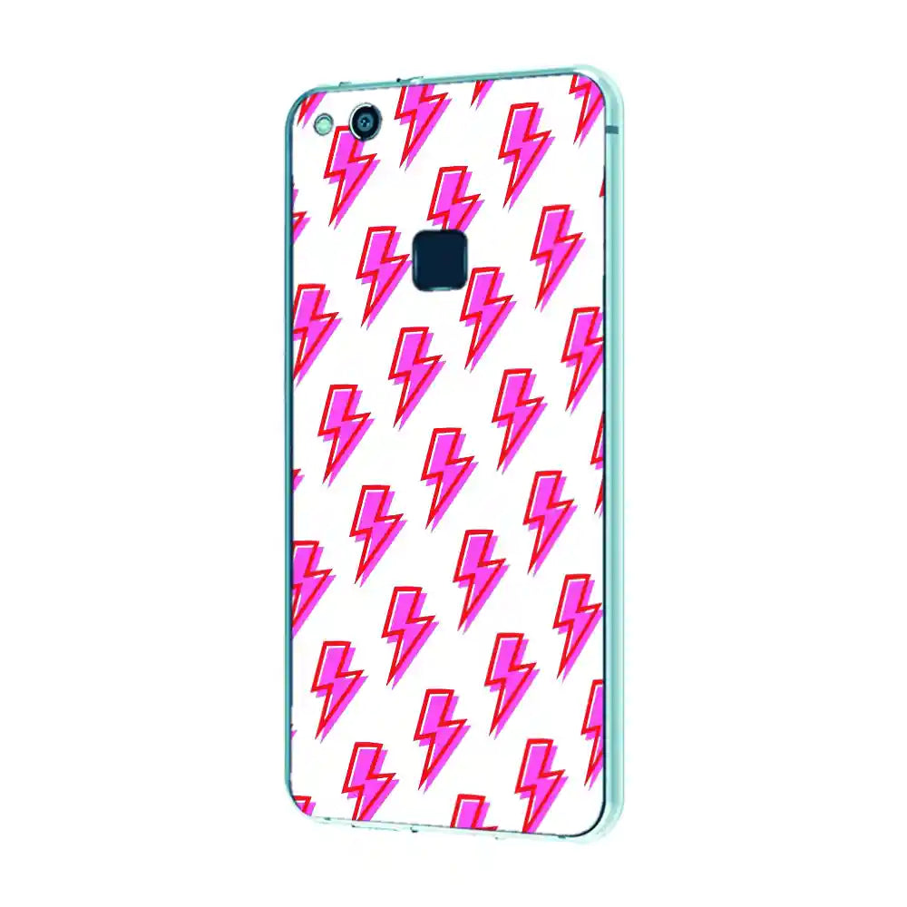 Pink Lightning Bolts - Clear Printed Silicone Case For Apple iPhone Models