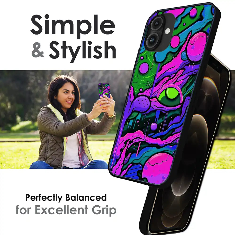 'Cosmic Eye - Glossy Metal Silicone Case For Apple iPhone Infographic