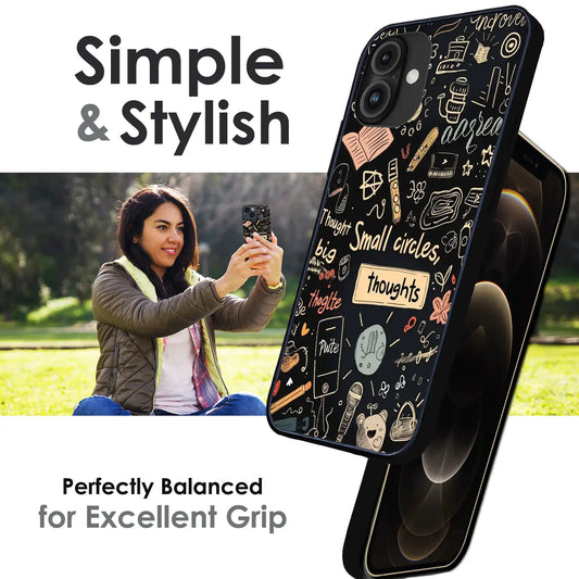 Thought Doodle Noir - Glossy Metal Silicone Case For Apple iPhone Infographic