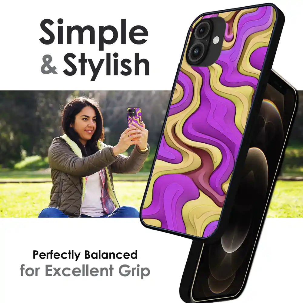 'Wavy Swirl - Glossy Metal Silicone Case For Apple iPhone Infographic