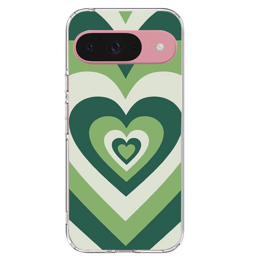 Dark Green Hearts - Printed Silicone Case For Google Pixel Infographic