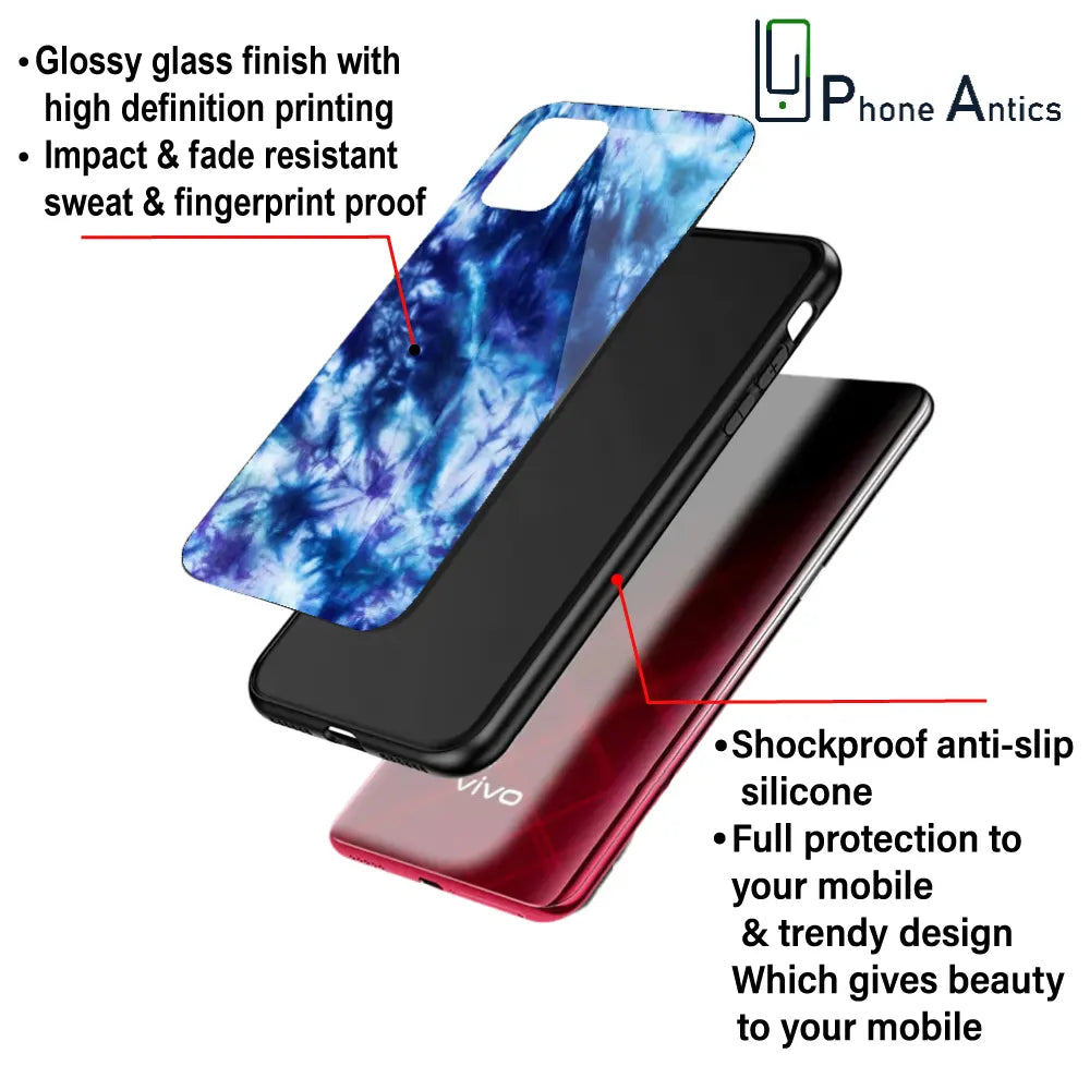 'Dark Blue Tie Dye - Glass Case For Apple iPhone Infographic
