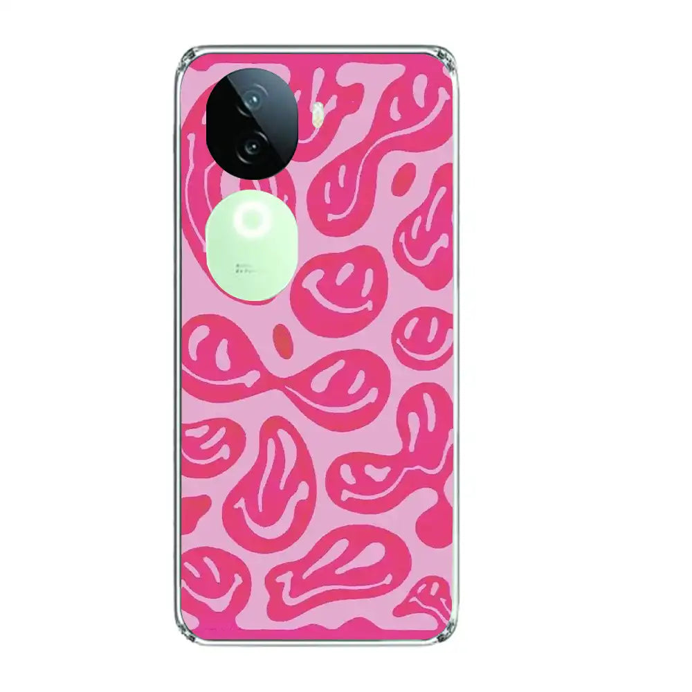 Pink Smilies - Printed Silicone Case For IQOO Infographic
