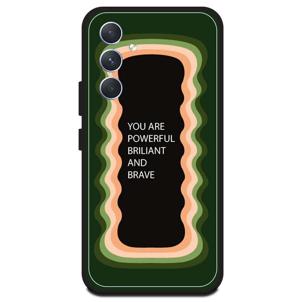 'You Are Powerful, Brilliant & Brave' - Olive Green Armor Case For Samsung Models Samsung A54 5G