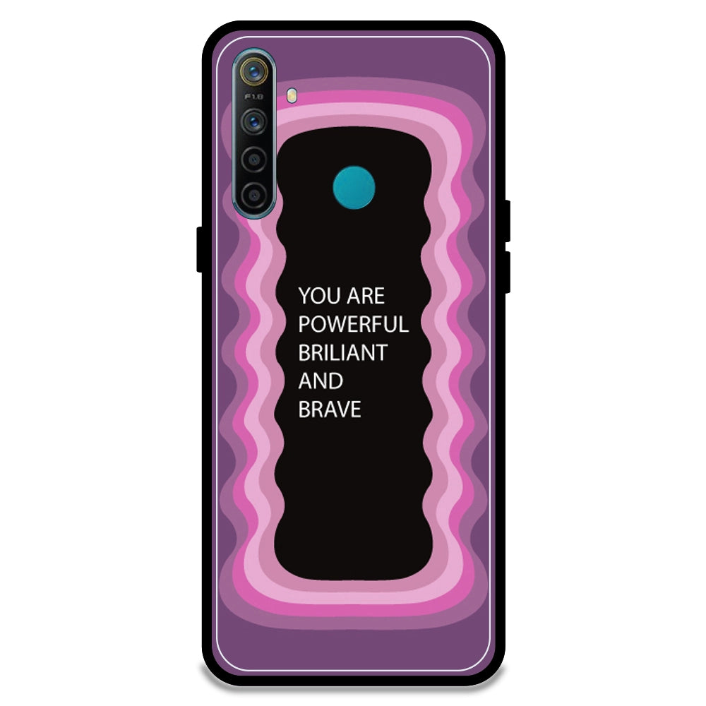 'You Are Powerful, Brilliant & Brave' - Pink Armor Case For Realme Models Realme 5i
