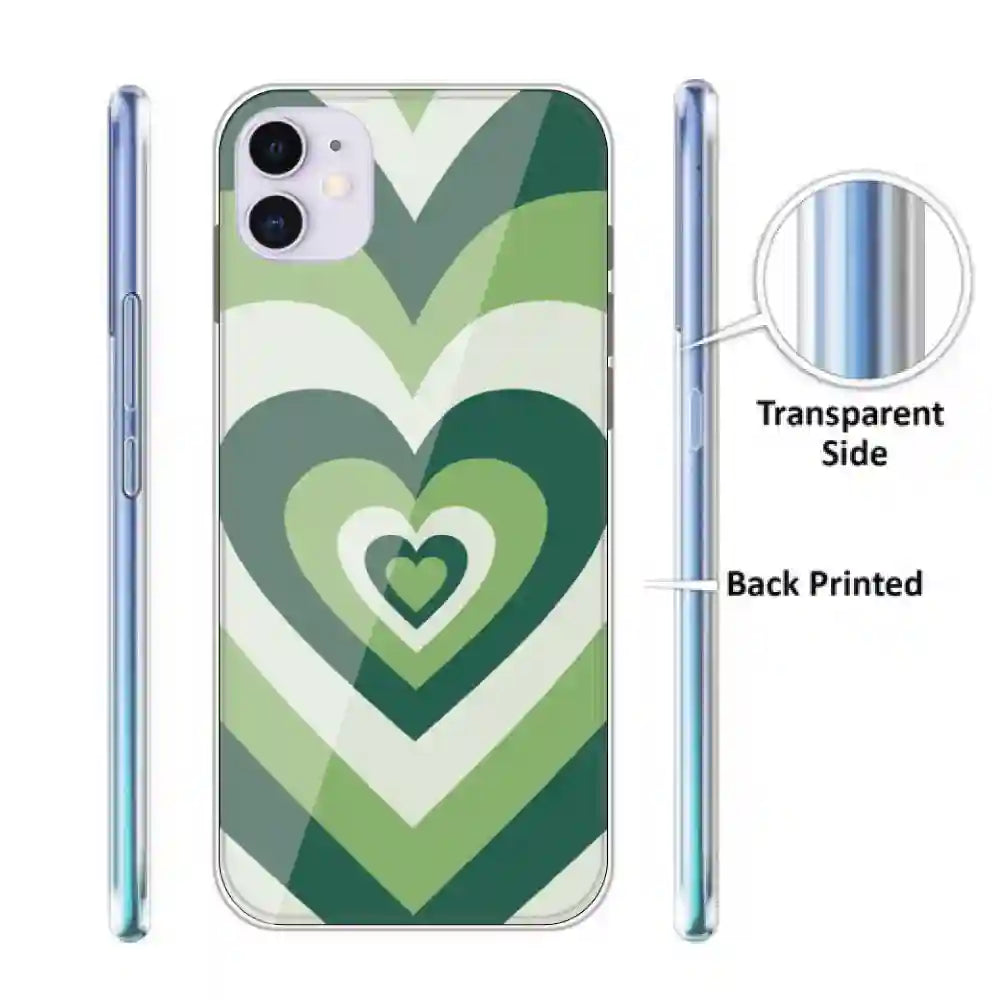 Dark Green Hearts - Printed Silicone Case For Apple iPhone Infographic