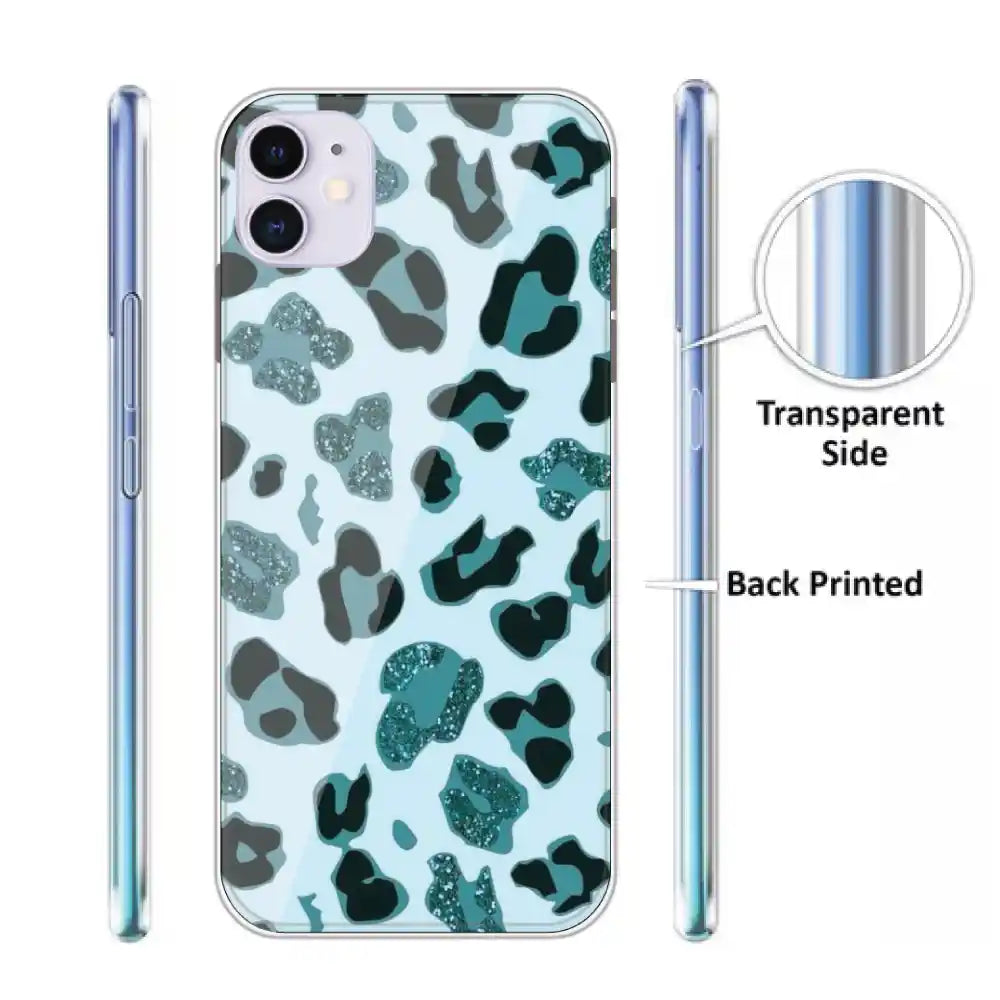 Blue Leopard Glitter Print - Printed Silicone Case For Apple iPhone Infographic