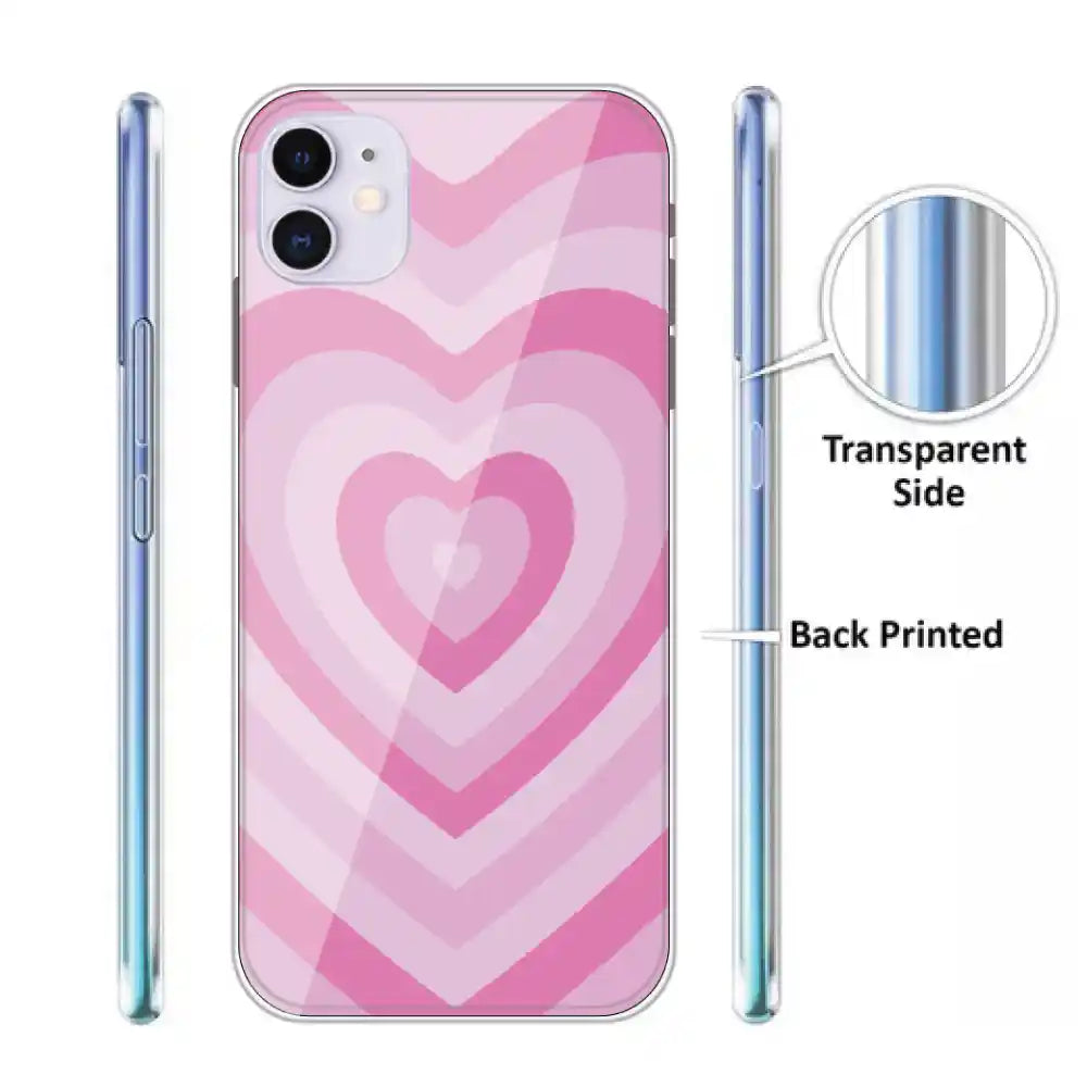 Pink Hearts - Printed Silicone Case For Apple iPhone Infographic