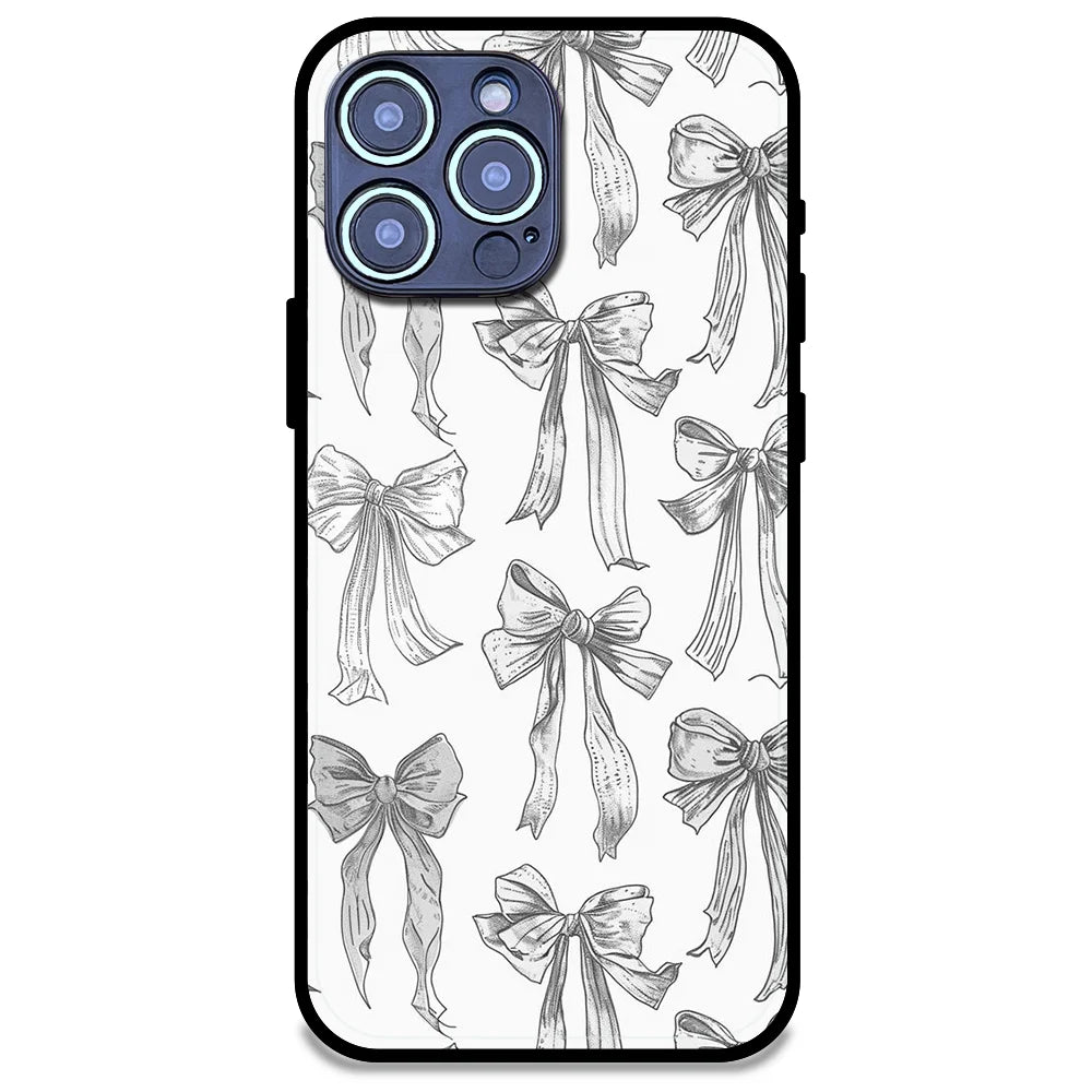 White Bows - Glossy Metal Silicone Case For Apple iPhone Models