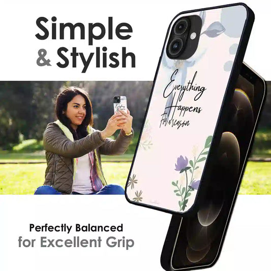 Everything Happens Quote - Glossy Metal Silicone Case For Apple iPhone Infographic
