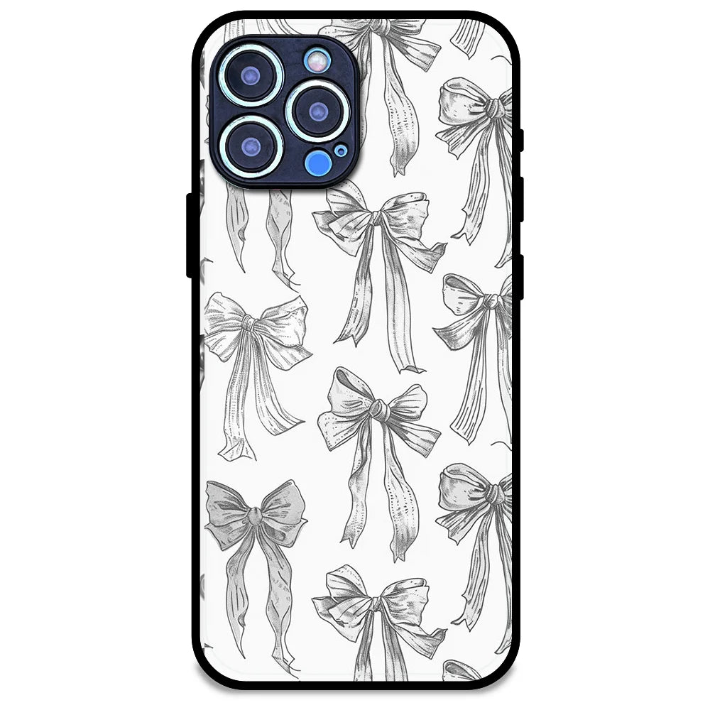 White Bows - Glossy Metal Silicone Case For Apple iPhone Models