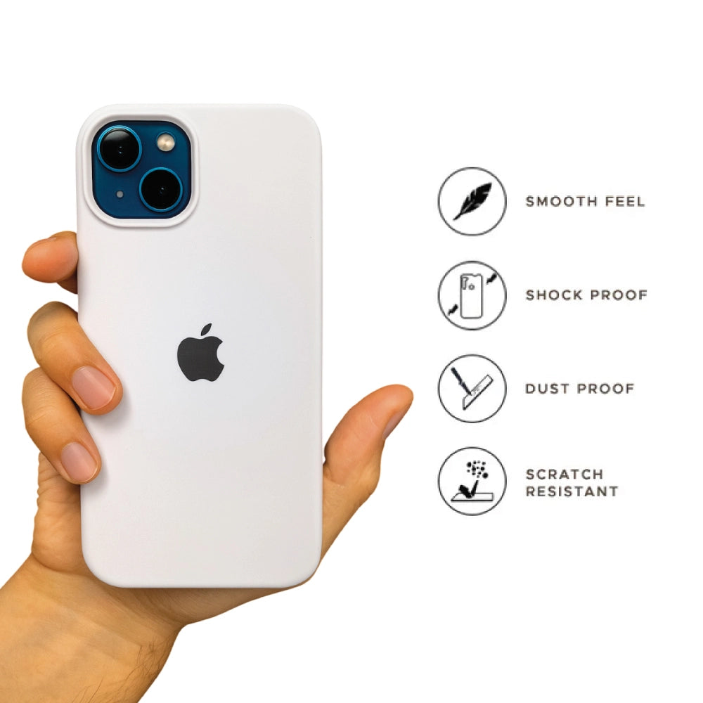 White Liquid Silicone Case For Apple iPhone Models Infographic