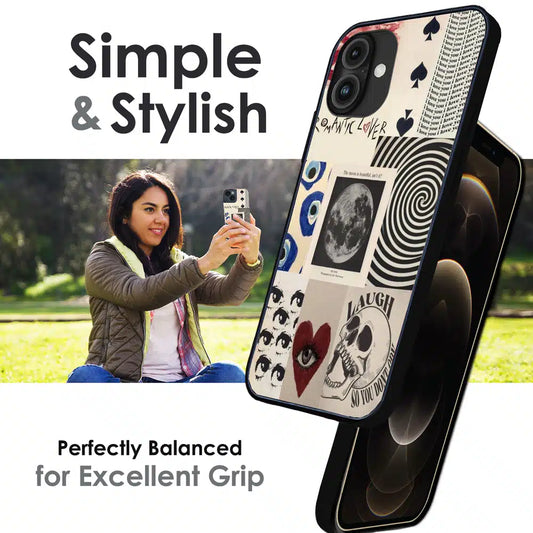 Romantic Art Collage - Glossy Metal Silicone Case For Apple iPhone Infographic