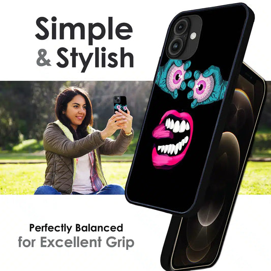 Neon Eyeball Pop Art - Glossy Metal Silicone Case For Apple iPhone Infographic