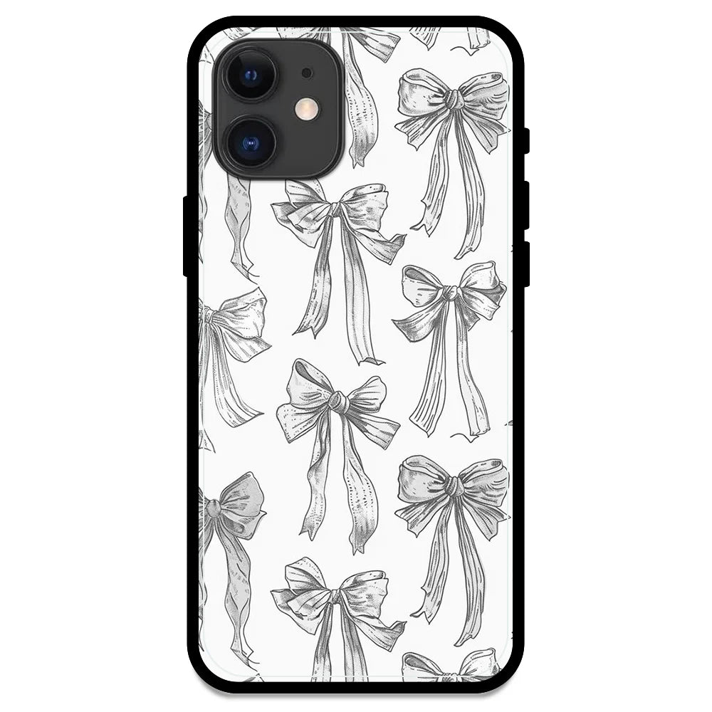 White Bows - Glossy Metal Silicone Case For Apple iPhone Models