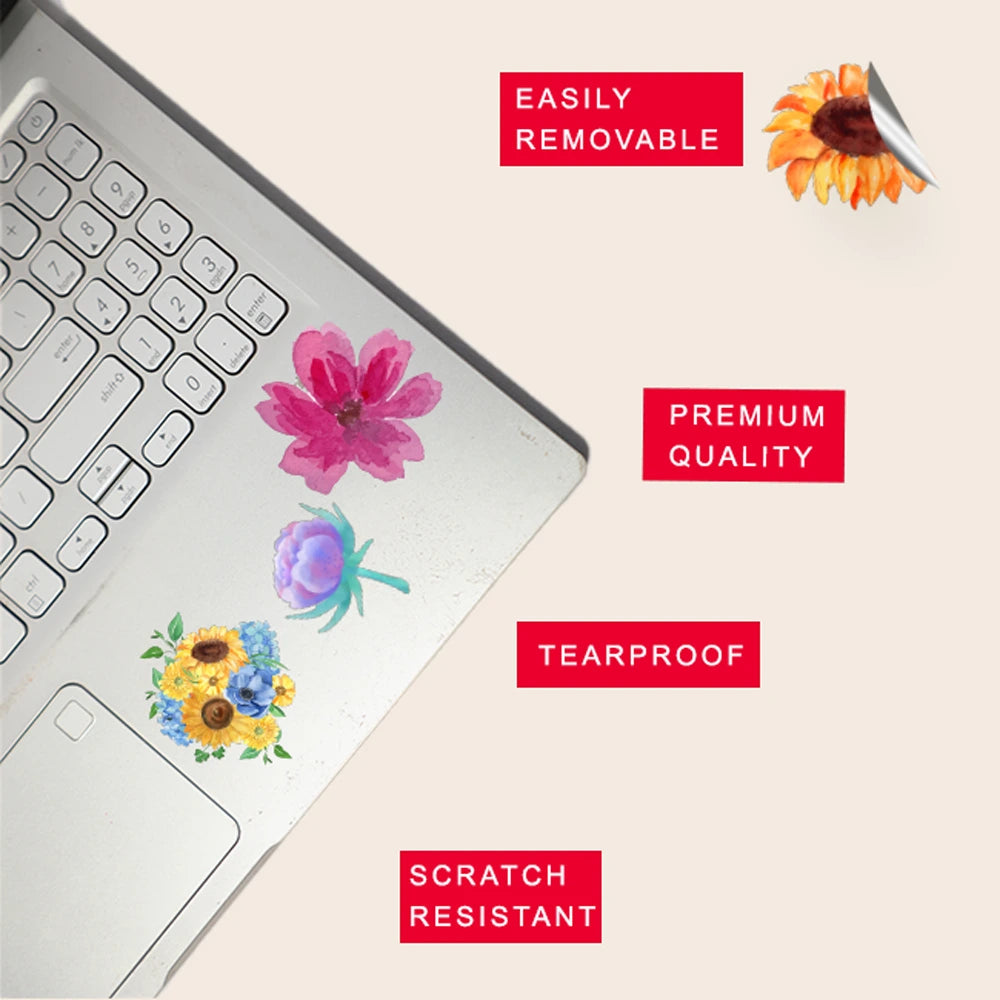 Flower Sticker Bundle – 47 Waterproof Aesthetic Stickers Infographic