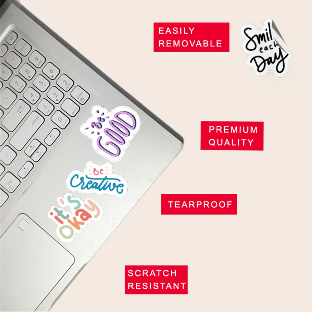 Quotes Sticker Bundle – 48 Waterproof Aesthetic Stickers Infographic