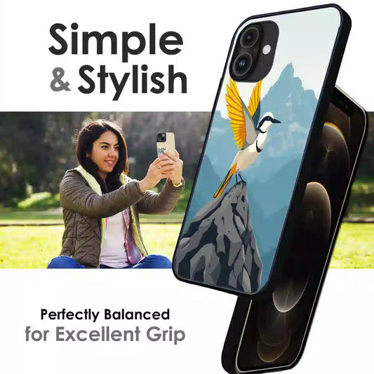 Mountain Bird Freedom Art - Glossy Metal Silicone Case For Apple iPhone Infographic