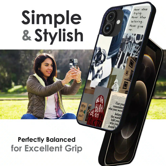 Blue Motivational Collage - Glossy Metal Silicone Case For Apple iPhone Infographic