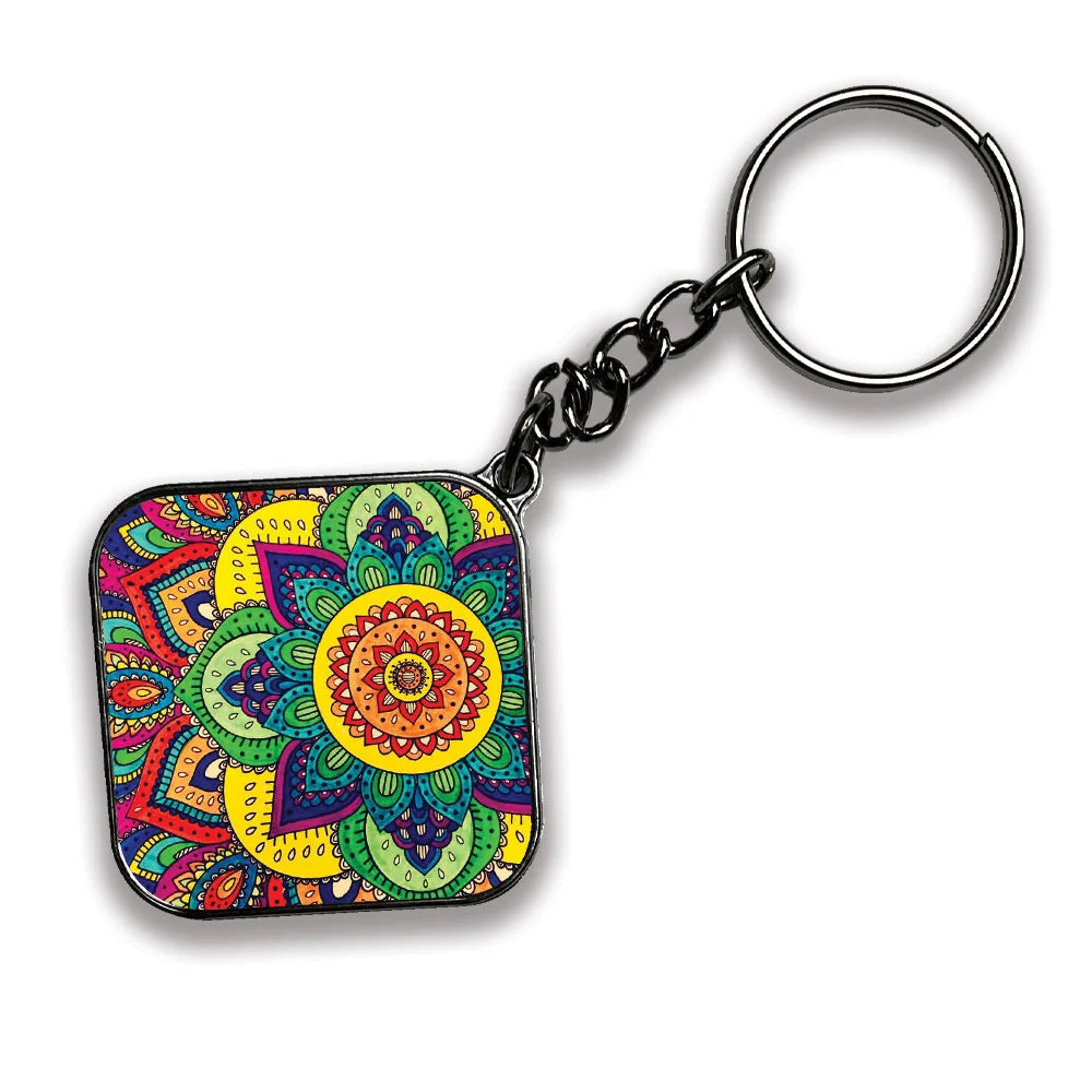 Mandala - A Combo Of 4 Silver Border Keychains