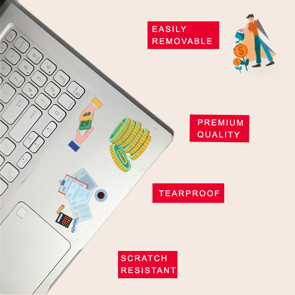 Banking Sticker Bundle – 48 Waterproof Aesthetic Stickers Infographic