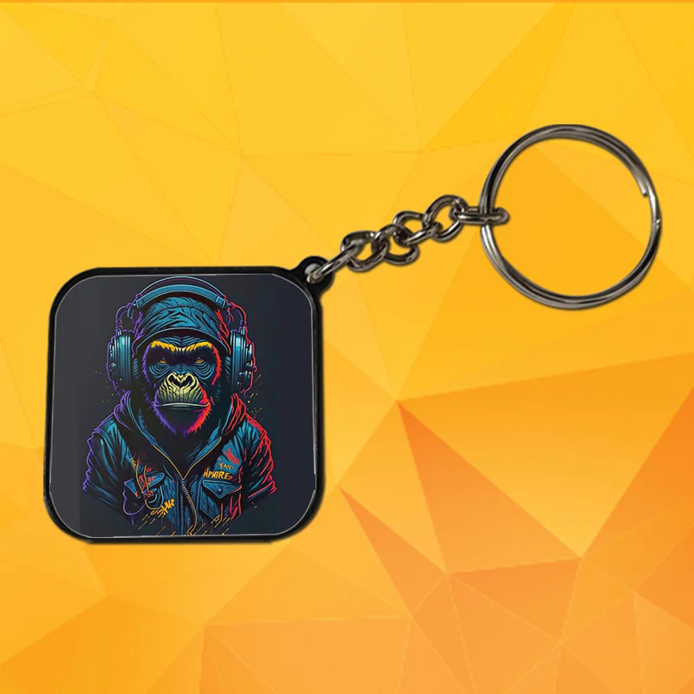 DJ Animals - A Combo Of 4 Black Border Dual Printed Keychains