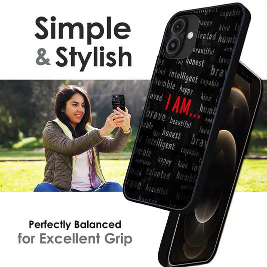 I Am Affirmation Quote - Glossy Metal Silicone Case For Apple iPhone Infographic