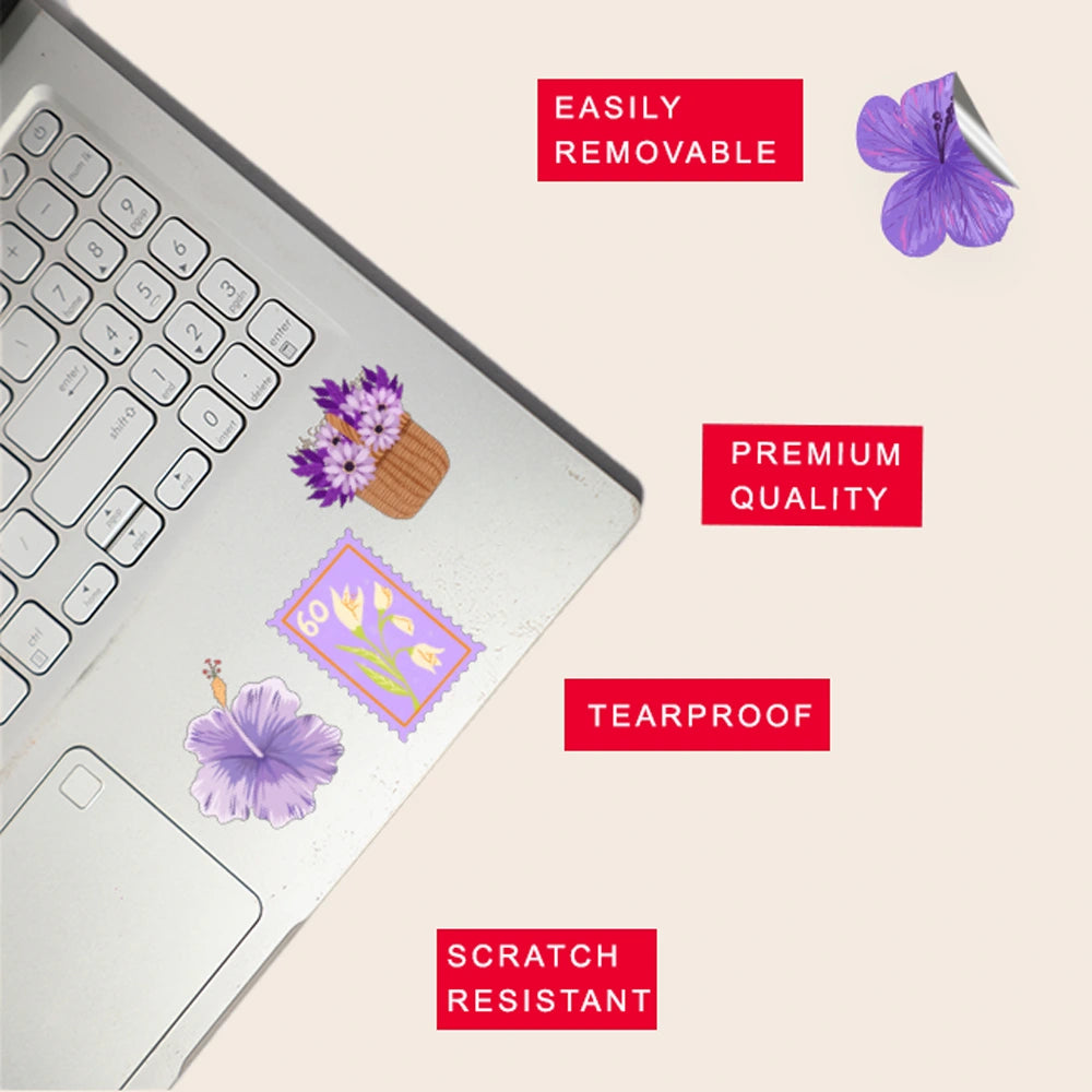 Purple Sticker Bundle – 46 Waterproof Aesthetic Stickers Infographic