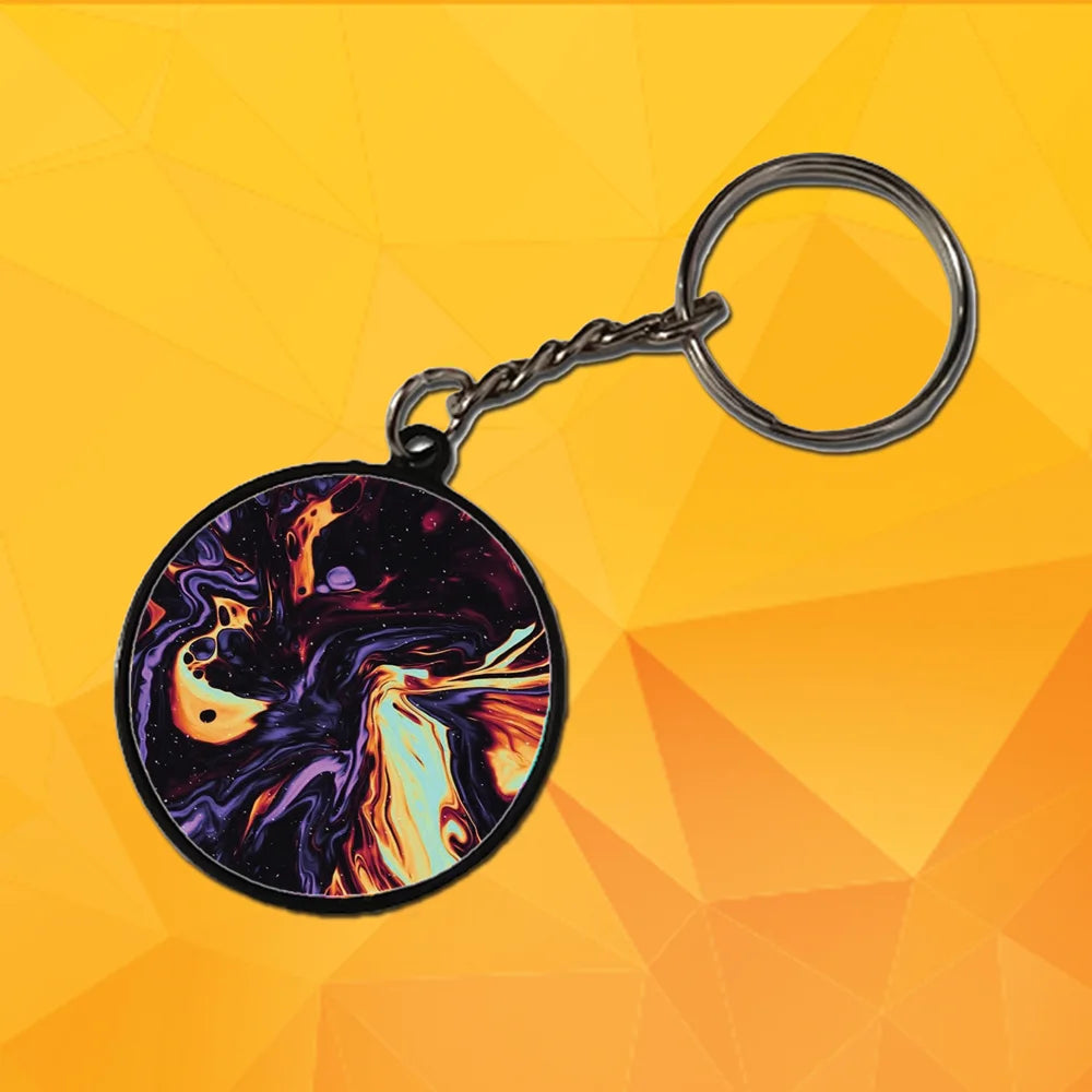 Watermarble - A Combo Of 4 Black Border Keychains