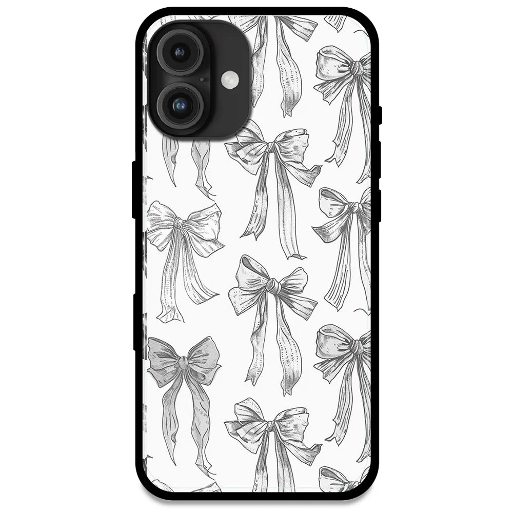 White Bows - Glossy Metal Silicone Case For Apple iPhone Models