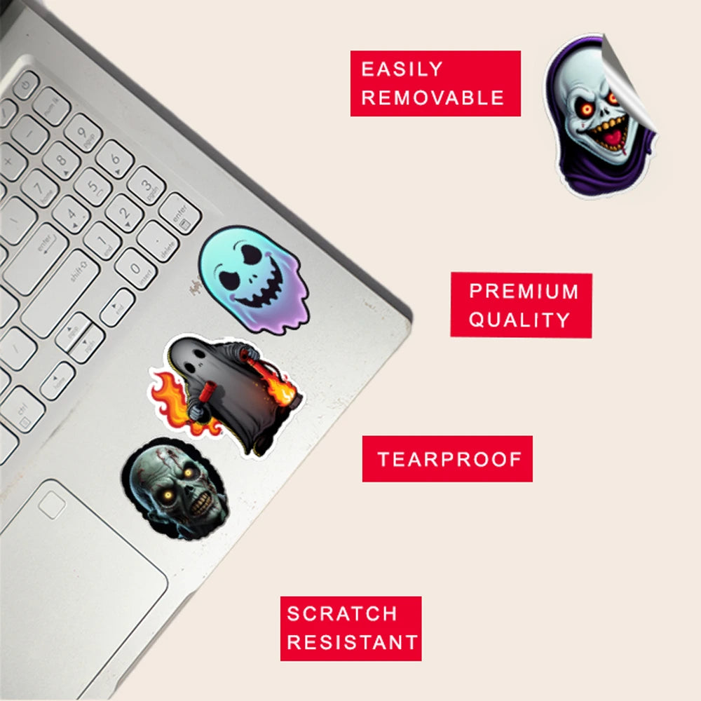 Ghost Sticker Bundle – 48 Waterproof Aesthetic Stickers Infographic