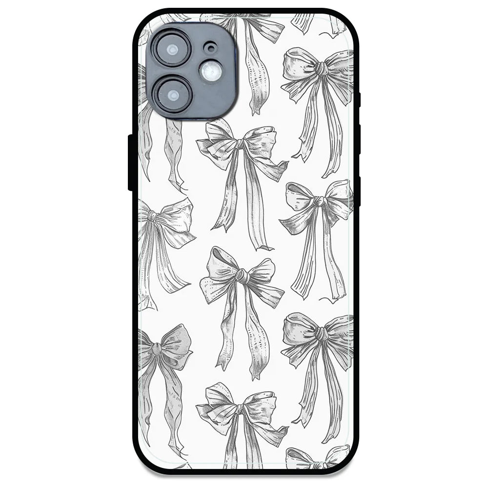 White Bows - Glossy Metal Silicone Case For Apple iPhone Models