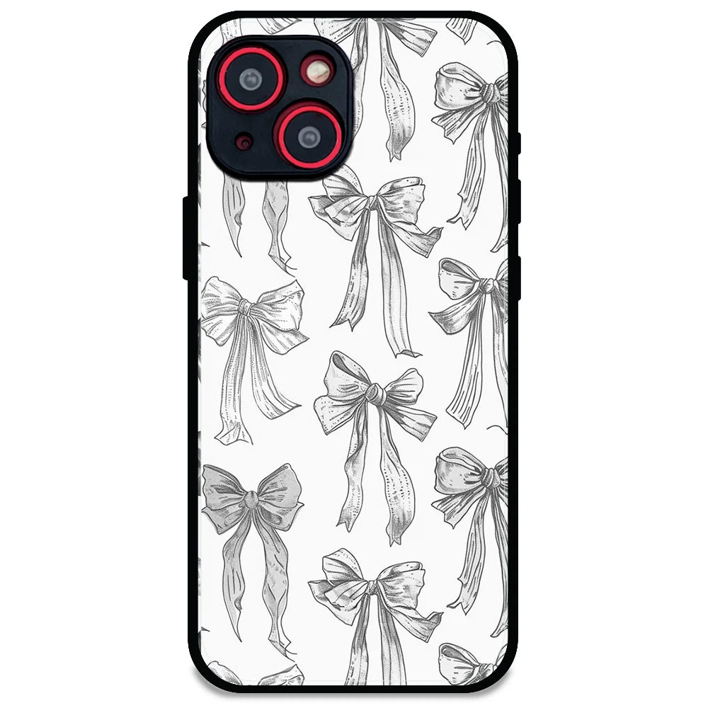 White Bows - Glossy Metal Silicone Case For Apple iPhone Models