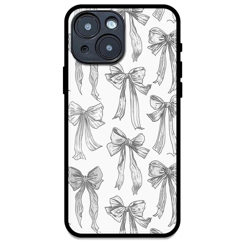 White Bows - Glossy Metal Silicone Case For Apple iPhone Models