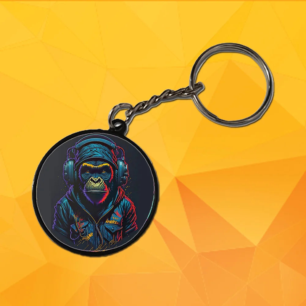 DJ Animals - A Combo Of 4 Black Border Dual Printed Keychains