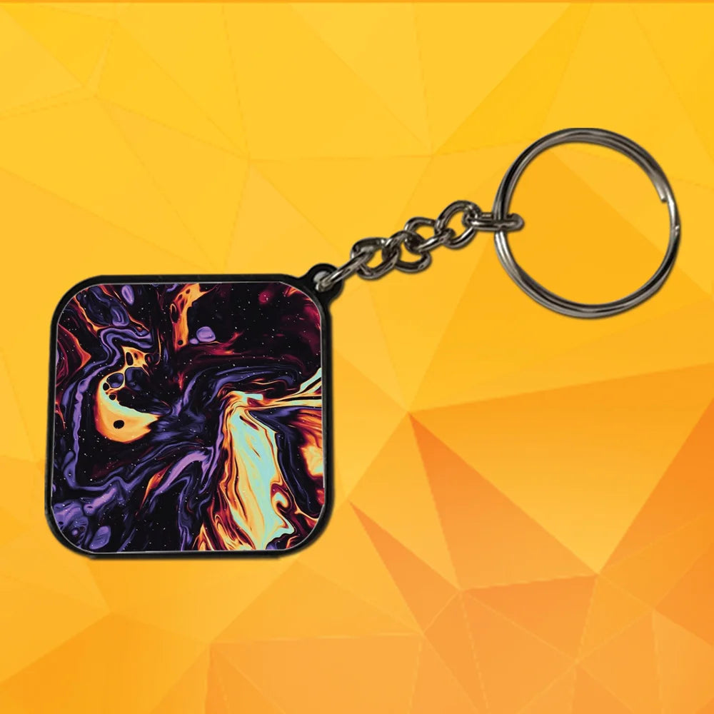 Watermarble - A Combo Of 4 Black Border Keychains