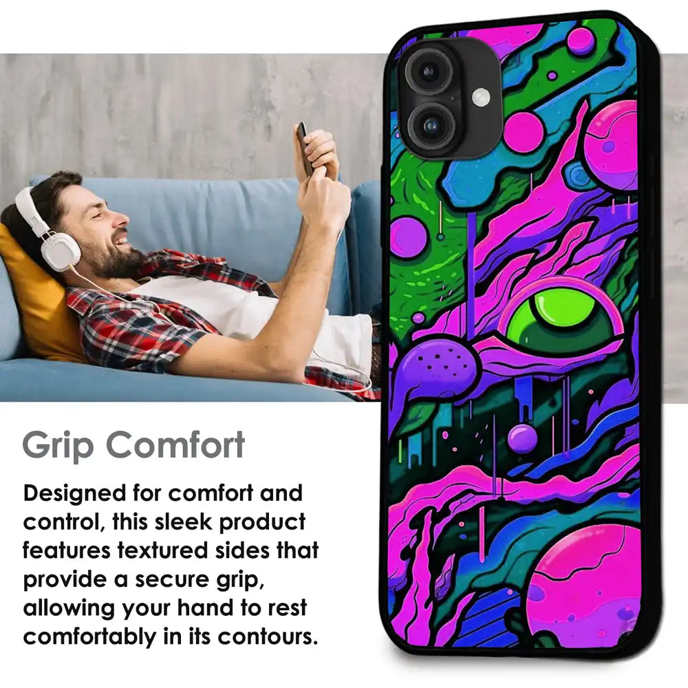 'Cosmic Eye - Glossy Metal Silicone Case For Apple iPhone Infographic