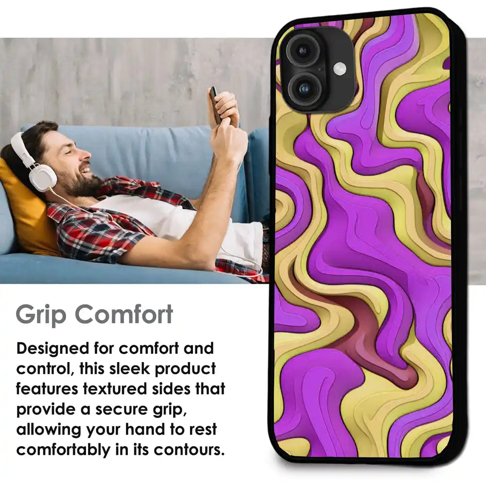 'Wavy Swirl - Glossy Metal Silicone Case For Apple iPhone Infographic
