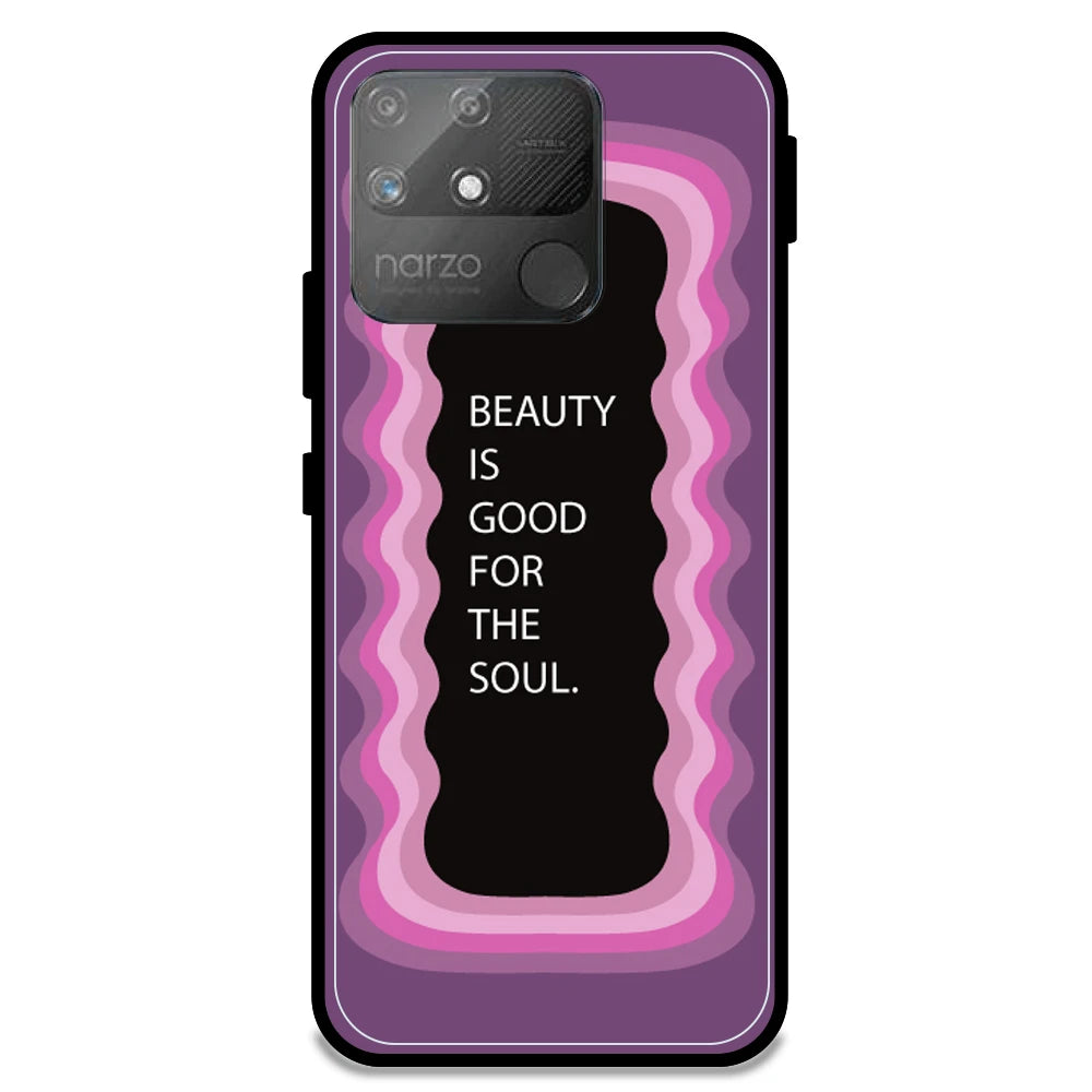 'Beauty Is Good For The Soul' - Pink Armor Case For Realme Models Realme Narzo 50A