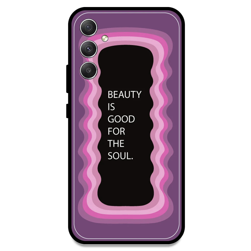 'Beauty Is Good For The Soul' - Pink Armor Case For Samsung Models Samsung A34 5G