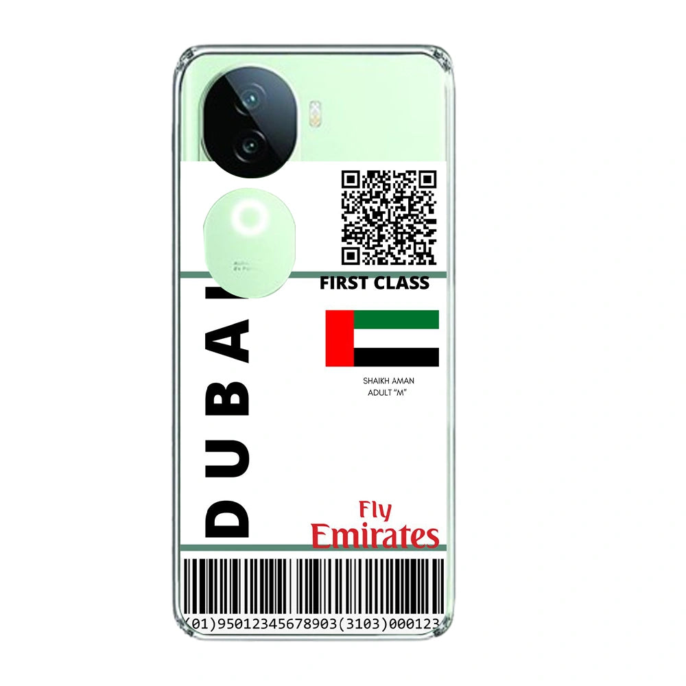 Dubai Ticket - Clear Printed Silicone Case For IQOO Infographic