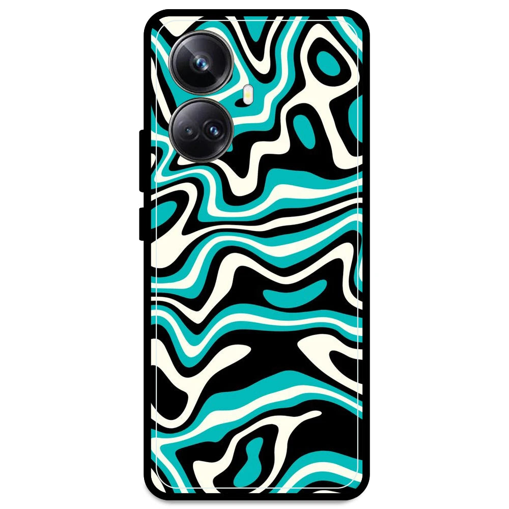 Blue & Black Waves - Armor Case For Realme Models Realme 10 Pro Plus
